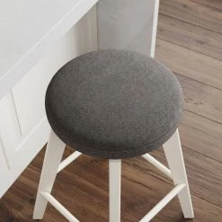 Amalia 26 in. Dark Gray Backless Counter Height 360° Swivel Upholstered Seat with White Solid Wood Kitchen Bar Stool by Nathan James -US Pride Furniture Shop dark gray white nathan james bar stools 23402 44 1000