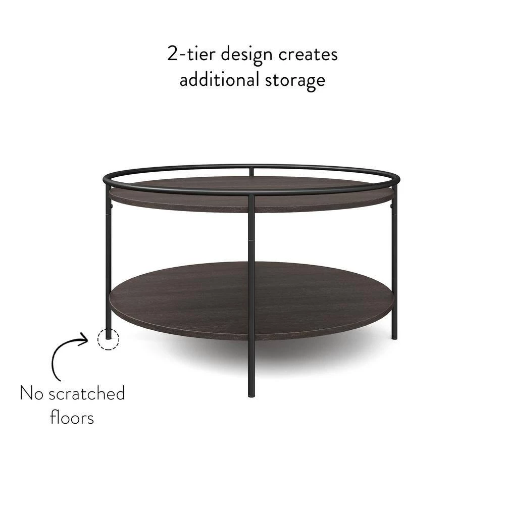 Paloma 32 in. Dark Oak/Black Medium Round Wood Coffee Table with Tray by Nathan James 9 Paloma 32 in. Dark Oak/Black Medium Round Wood Coffee Table with Tray by Nathan James - Image 7