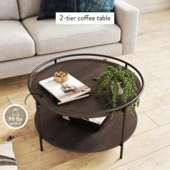 Paloma 32 in. Dark Oak/Black Medium Round Wood Coffee Table with Tray by Nathan James 15 Paloma 32 in. Dark Oak/Black Medium Round Wood Coffee Table with Tray by Nathan James -US Pride Furniture Shop dark oak black nathan james coffee tables 32001 4f 1000