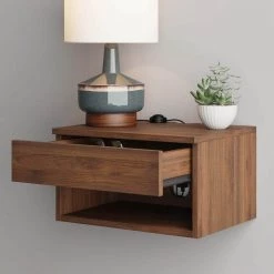 Jackson 16 in. Dark Walnut Brown Rectangle Wood End Table Nightstand Side Table with Storage Drawer Open Shelf Cubby by Nathan James -US Pride Furniture Shop dark walnut brown nathan james nightstands 34105 1f 1000