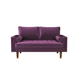 Lincoln 50.39 in. Eggplant Tufted Velvet 2-Seats Loveseat with Square Arms by US Pride Furniture