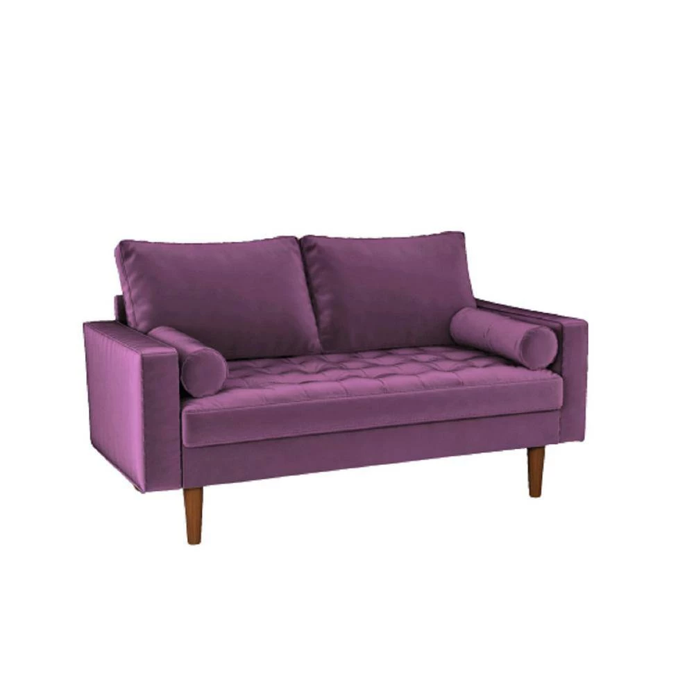 Lincoln 50.39 in. Eggplant Tufted Velvet 2-Seats Loveseat with Square Arms by US Pride Furniture 5 Lincoln 50.39 in. Eggplant Tufted Velvet 2-Seats Loveseat with Square Arms by US Pride Furniture - Image 3
