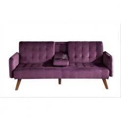 Thomas 72 in. Eggplant Velvet 2-Seats Twin Sofa Beds by US Pride Furniture
