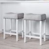 Set of 2 Hylie 24 in. Gray Fabric Cushion White Finish Nailhead Wood Pub-Height Counter Bar Stools by Nathan James