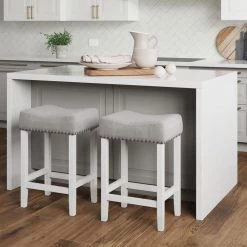 Set of 2 Hylie 24 in. Gray Fabric Cushion White Finish Nailhead Wood Pub-Height Counter Bar Stools by Nathan James 9 Set of 2 Hylie 24 in. Gray Fabric Cushion White Finish Nailhead Wood Pub-Height Counter Bar Stools by Nathan James -US Pride Furniture Shop fabric gray white nathan james bar stools 21301 2 c3 1000