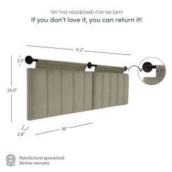 Remi 71 in. W Fog/Black King Wall Mount Channel Tufted Adjustable Headboard with Black Metal Rail by Nathan James -US Pride Furniture Shop fog black nathan james headboards 96201 4f 1000