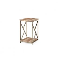 15 in. Width Wooden Side Table in Gold by HODEDAH