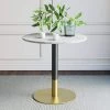 Lucy White Carrara Faux Marble Table Top with Black and Gold Pedestal Base Modern Kitchen or Dining Table by Nathan James -US Pride Furniture Shop gold nathan james kitchen dining tables 42002 64 1000