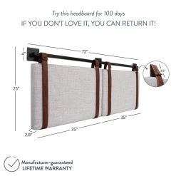 Harlow 72 in. King Wall Mount Gray Upholstered Headboard Adjustable Brown Leather Straps and Black Metal Rail by Nathan James 17 Harlow 72 in. King Wall Mount Gray Upholstered Headboard Adjustable Brown Leather Straps and Black Metal Rail by Nathan James -US Pride Furniture Shop gray brown nathan james headboards 94202 1f 1000