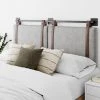 Harlow 72 in. King Wall Mount Gray Upholstered Headboard Adjustable Brown Leather Straps and Black Metal Rail by Nathan James -US Pride Furniture Shop gray brown nathan james headboards 94202 64 1000