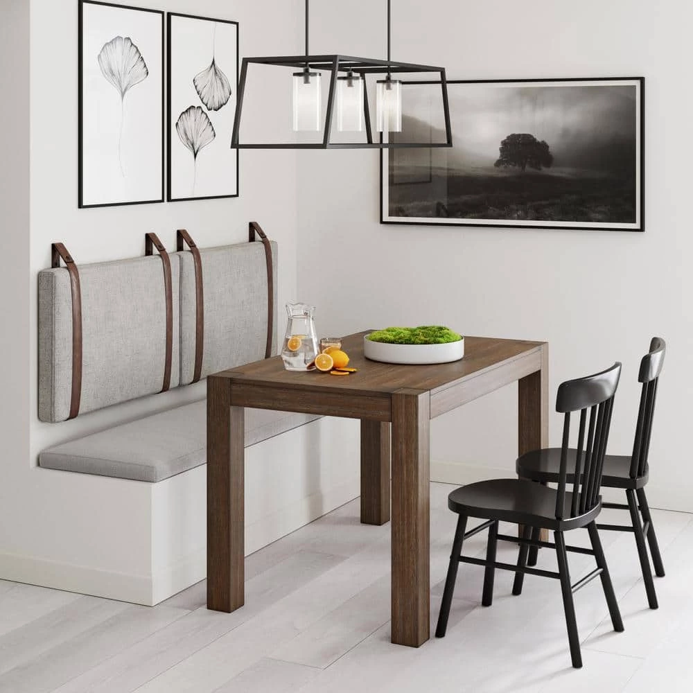 Harlow 72 in. King Wall Mount Gray Upholstered Headboard Adjustable Brown Leather Straps and Black Metal Rail by Nathan James 11 Harlow 72 in. King Wall Mount Gray Upholstered Headboard Adjustable Brown Leather Straps and Black Metal Rail by Nathan James - Image 9