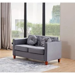 Lory 55 in. Gray Velvet 2-Seats Lawson Loveseat with Square Arms by US Pride Furniture 7 Lory 55 in. Gray Velvet 2-Seats Lawson Loveseat with Square Arms by US Pride Furniture -US Pride Furniture Shop gray us pride furniture loveseats s5539 l h1 31 1000