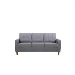 Rossetti 77 in. Gray 3-Seats Linen Mid-Century Tufted Sofa by US Pride Furniture