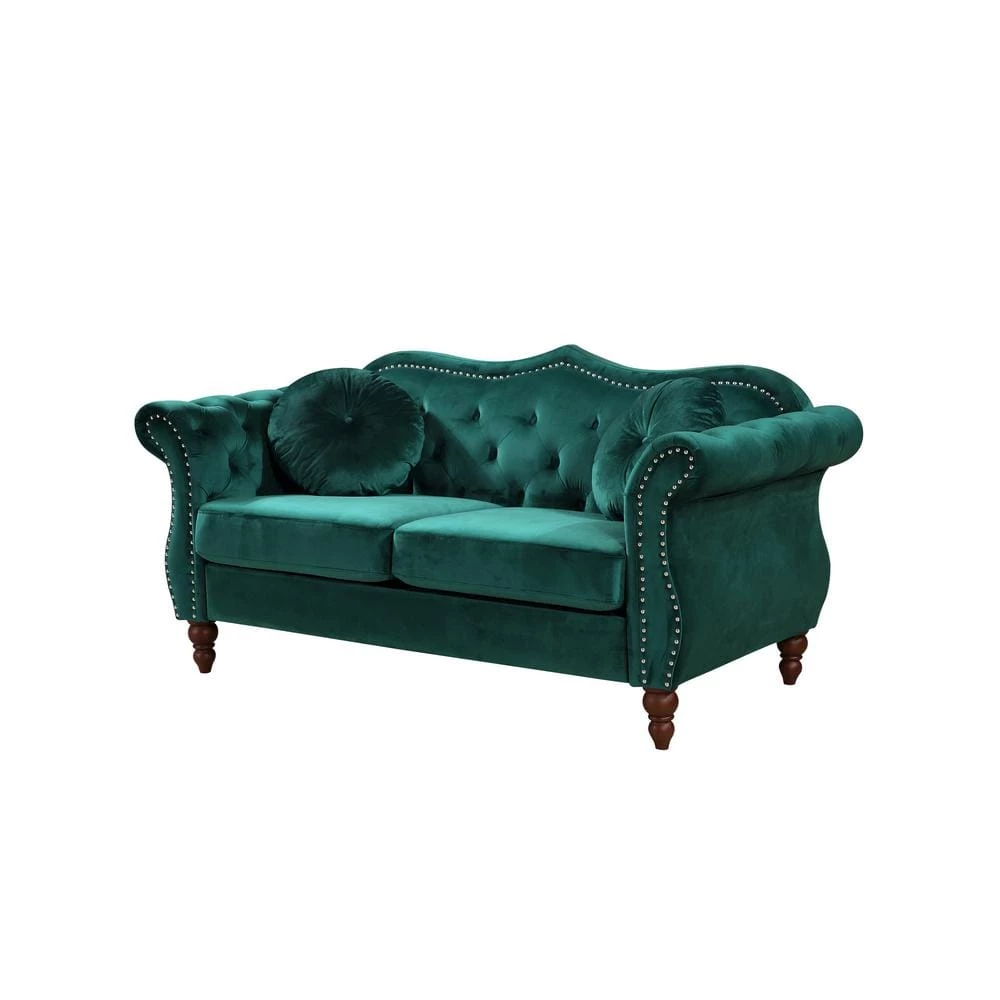 Bellbrook 65.5 in. Green Velvet 2-Seater Chesterfield Loveseat with Removable Cushions by US Pride Furniture 3 Bellbrook 65.5 in. Green Velvet 2-Seater Chesterfield Loveseat with Removable Cushions by US Pride Furniture