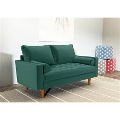 Civa 57.8 in. Green Velvet 2-Seater Loveseat with Removable Cushions by US Pride Furniture -US Pride Furniture Shop green us pride furniture loveseats s5479 l 31 1000