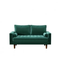 Civa 57.8 in. Green Velvet 2-Seater Loveseat with Removable Cushions by US Pride Furniture