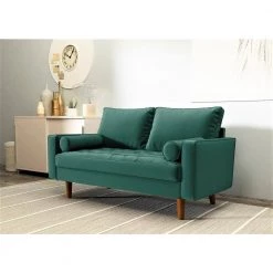 Civa 57.8 in. Green Velvet 2-Seater Loveseat with Removable Cushions by US Pride Furniture -US Pride Furniture Shop green us pride furniture loveseats s5479 l fa 1000