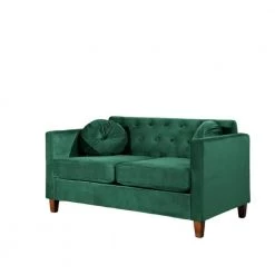 Lory Kitts 55 in. Green Velvet 2-Seater Chesterfield Loveseat with Square Arms by US Pride furniture