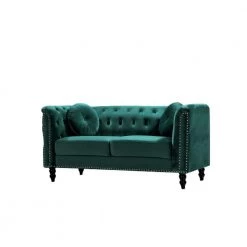 Vivian 64.17 in. Green Classic Velvet 2-Seats Chesterfield Loveseat with Nailheads by US Pride Furniture -US Pride Furniture Shop green us pride furniture loveseats s5610 l h2 31 1000