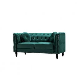 Vivian 64.17 in. Green Classic Velvet 2-Seats Chesterfield Loveseat with Nailheads by US Pride Furniture -US Pride Furniture Shop green us pride furniture loveseats s5610 l h2 40 1000