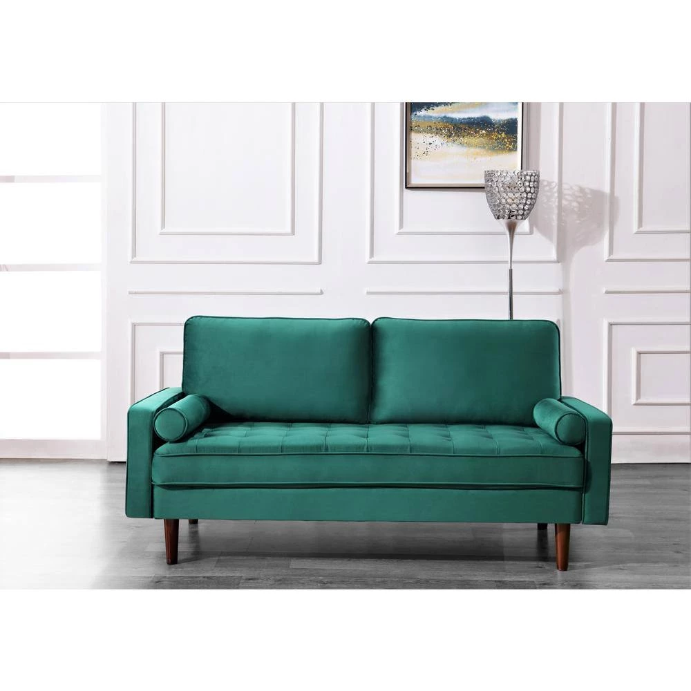 Civa 69.6 in. Green Velvet 3-Seater Sofa with Removable Cushions by US Pride Furniture 8 Civa 69.6 in. Green Velvet 3-Seater Sofa with Removable Cushions by US Pride Furniture - Image 6