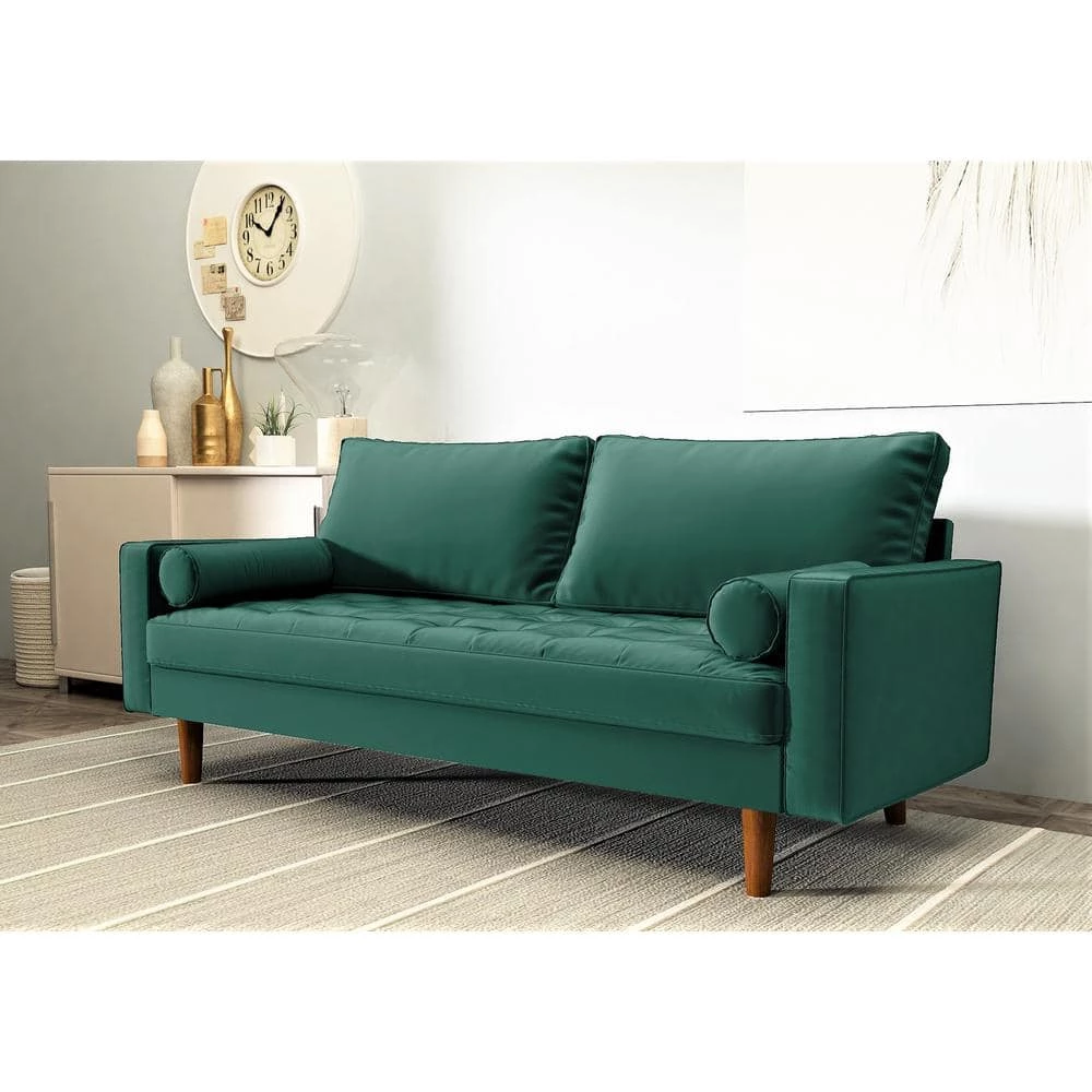 Civa 69.6 in. Green Velvet 3-Seater Sofa with Removable Cushions by US Pride Furniture 10 Civa 69.6 in. Green Velvet 3-Seater Sofa with Removable Cushions by US Pride Furniture - Image 8