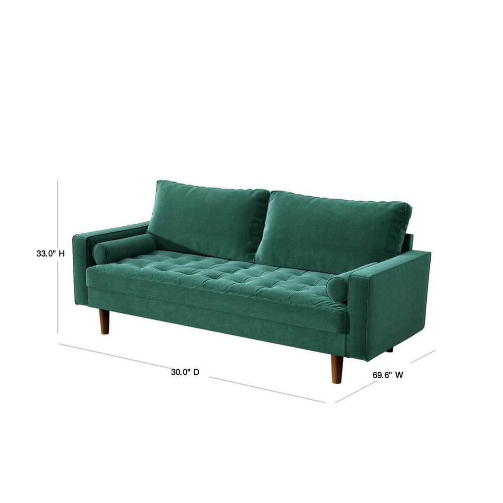 Civa 69.6 in. Green Velvet 3-Seater Sofa with Removable Cushions by US Pride Furniture 5 Civa 69.6 in. Green Velvet 3-Seater Sofa with Removable Cushions by US Pride Furniture - Image 3
