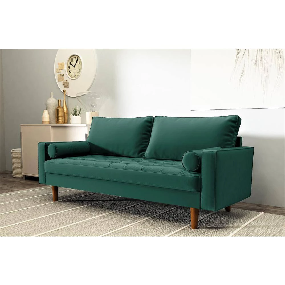 Civa 69.6 in. Green Velvet 3-Seater Sofa with Removable Cushions by US Pride Furniture 9 Civa 69.6 in. Green Velvet 3-Seater Sofa with Removable Cushions by US Pride Furniture - Image 7