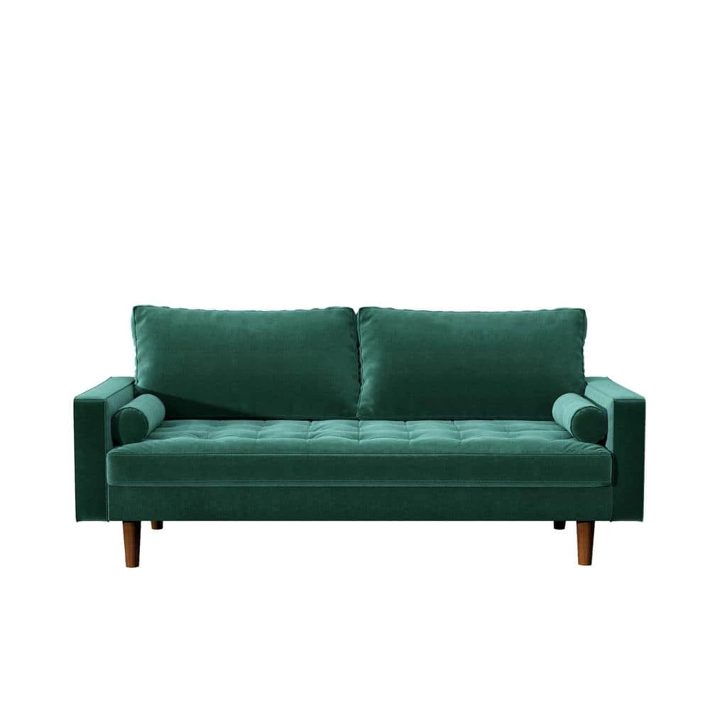 Civa 69.6 in. Green Velvet 3-Seater Sofa with Removable Cushions by US Pride Furniture 3 Civa 69.6 in. Green Velvet 3-Seater Sofa with Removable Cushions by US Pride Furniture