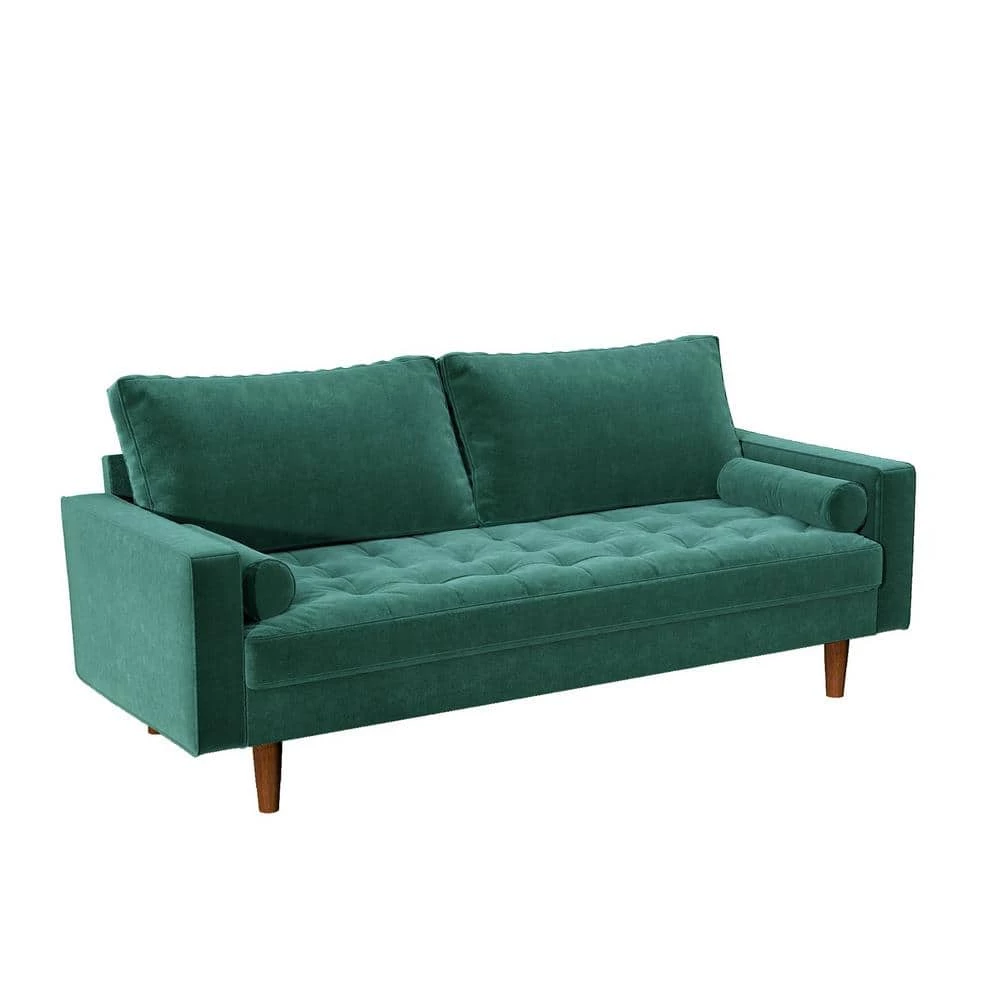 Civa 69.6 in. Green Velvet 3-Seater Sofa with Removable Cushions by US Pride Furniture 6 Civa 69.6 in. Green Velvet 3-Seater Sofa with Removable Cushions by US Pride Furniture - Image 4
