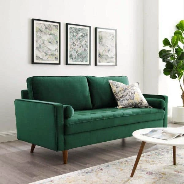 Civa 69.6 in. Green Velvet 3-Seater Sofa with Removable Cushions by US Pride Furniture 4 Civa 69.6 in. Green Velvet 3-Seater Sofa with Removable Cushions by US Pride Furniture - Image 2
