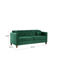 Lory 79.5 in. W Square Arms Velvet 3-Seats Straight Lawson Sofa with in Green by US Pride Furniture -US Pride Furniture Shop green us pride furniture sofas couches s5538 s h2 40 1000