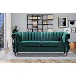 Louis 76.4 in. Green Velvet 3-Seats Chesterfield Sofa with Nailheads by US Pride Furniture 10 Louis 76.4 in. Green Velvet 3-Seats Chesterfield Sofa with Nailheads by US Pride Furniture -US Pride Furniture Shop green us pride furniture sofas couches s5647 s h1 4f 1000
