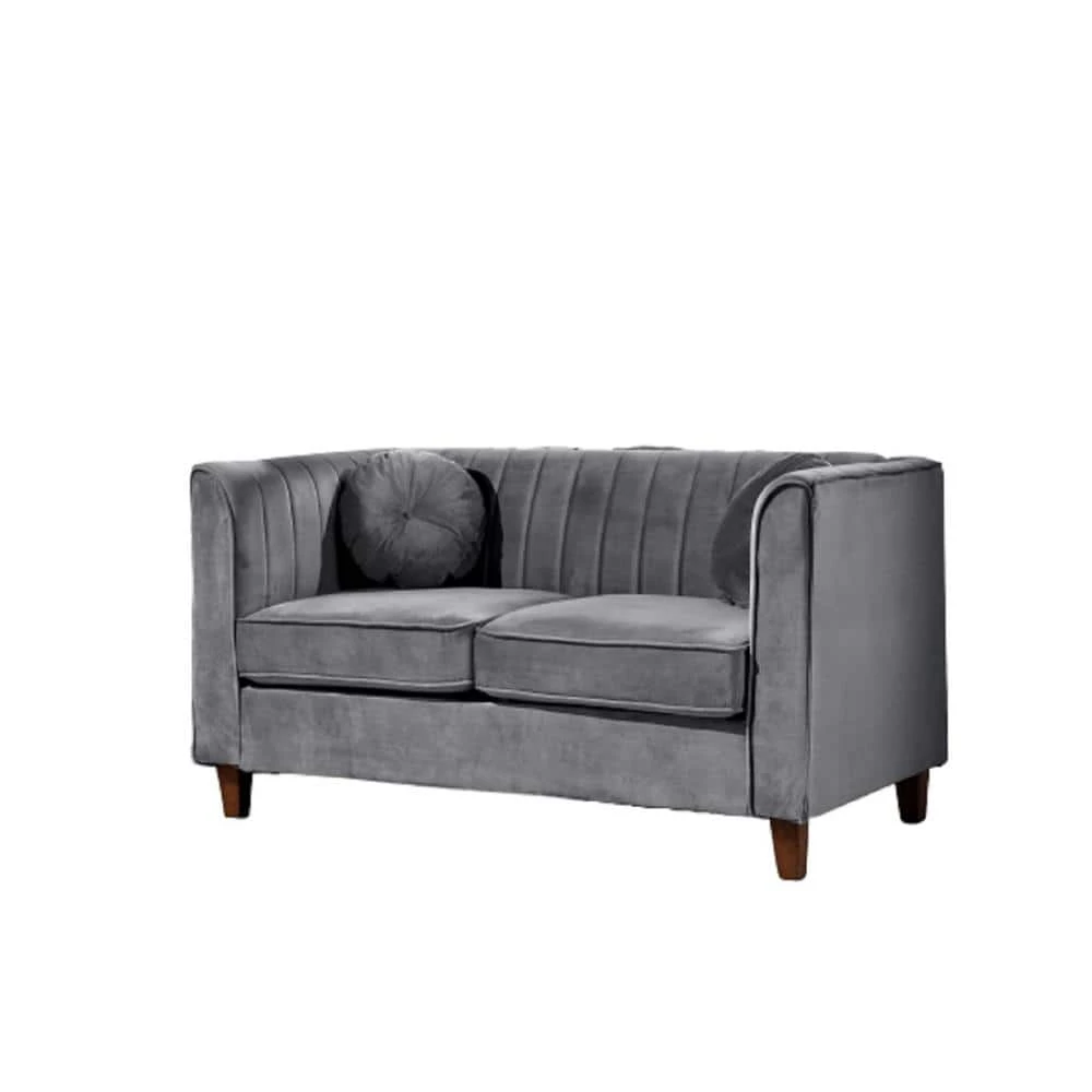 Lowery Kitts 55 in. GREY Velvet 2-Seater Chesterfield Loveseat with Square Arms by US Pride Furniture 3 Lowery Kitts 55 in. GREY Velvet 2-Seater Chesterfield Loveseat with Square Arms by US Pride Furniture