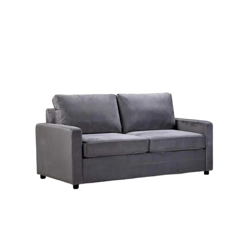 Rician 61.5 in. Gray Velvet 2-Seater Twin Sleeper Sofa Bed with Removable Cushions by US Pride Furniture 3 Rician 61.5 in. Gray Velvet 2-Seater Twin Sleeper Sofa Bed with Removable Cushions by US Pride Furniture