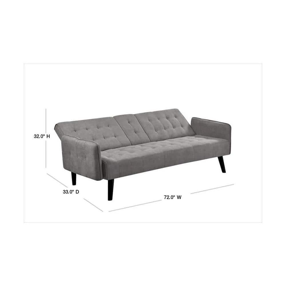 Payne 72 in. Gray Fabric 2-Seater Twin Sleeper Convertible Sofa Bed with Tapered Legs by US Pride Furniture 5 Payne 72 in. Gray Fabric 2-Seater Twin Sleeper Convertible Sofa Bed with Tapered Legs by US Pride Furniture - Image 3