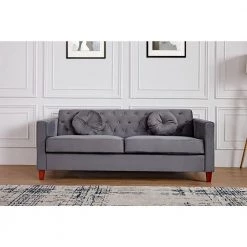 Lory 79.5 in. Grey Velvet 3-Seats Lawson Sofa with Square Arms by US Pride Furniture 9 Lory 79.5 in. Grey Velvet 3-Seats Lawson Sofa with Square Arms by US Pride Furniture -US Pride Furniture Shop grey us pride furniture sofas couches s5539 s h1 31 1000