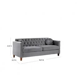 Lory 79.5 in. Grey Velvet 3-Seats Lawson Sofa with Square Arms by US Pride Furniture 8 Lory 79.5 in. Grey Velvet 3-Seats Lawson Sofa with Square Arms by US Pride Furniture -US Pride Furniture Shop grey us pride furniture sofas couches s5539 s h1 40 1000