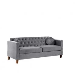 Lory 79.5 in. Grey Velvet 3-Seats Lawson Sofa with Square Arms by US Pride Furniture