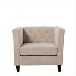 Leeanna 30.3'' Wide Ivory Velvet Armchair by US Pride Furniture