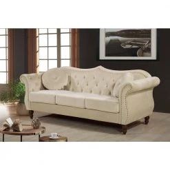 2-Piece Bellbrook Ivory Classic Nailhead Chesterfield Living Room Set by US Pride Furniture -US Pride Furniture Shop ivory us pride furniture living room sets s5368 l s 40 1000
