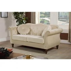 2-Piece Bellbrook Ivory Classic Nailhead Chesterfield Living Room Set by US Pride Furniture -US Pride Furniture Shop ivory us pride furniture living room sets s5368 l s 44 1000