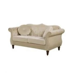 2-Piece Bellbrook Ivory Classic Nailhead Chesterfield Living Room Set by US Pride Furniture
