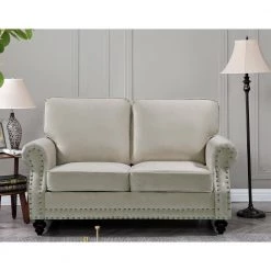Ramos 61 in. W Ivory Round Arm 2-Seats Velvet Nailhead Straight Lawson Sofa by US Pride Furniture 7 Ramos 61 in. W Ivory Round Arm 2-Seats Velvet Nailhead Straight Lawson Sofa by US Pride Furniture -US Pride Furniture Shop ivory us pride furniture loveseats s5676 l h2 31 1000
