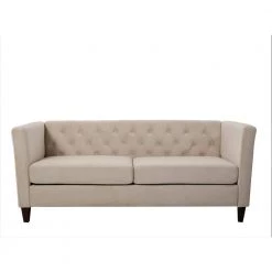 Leeanna 73.3''W Flared Arm Velvet Straight Sofa in Beige by US Pride Furniture