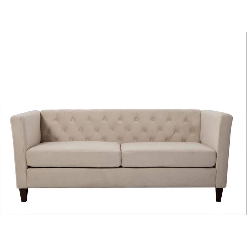 Leeanna 73.3''W Flared Arm Velvet Straight Sofa in Beige by US Pride Furniture 3 Leeanna 73.3''W Flared Arm Velvet Straight Sofa in Beige by US Pride Furniture
