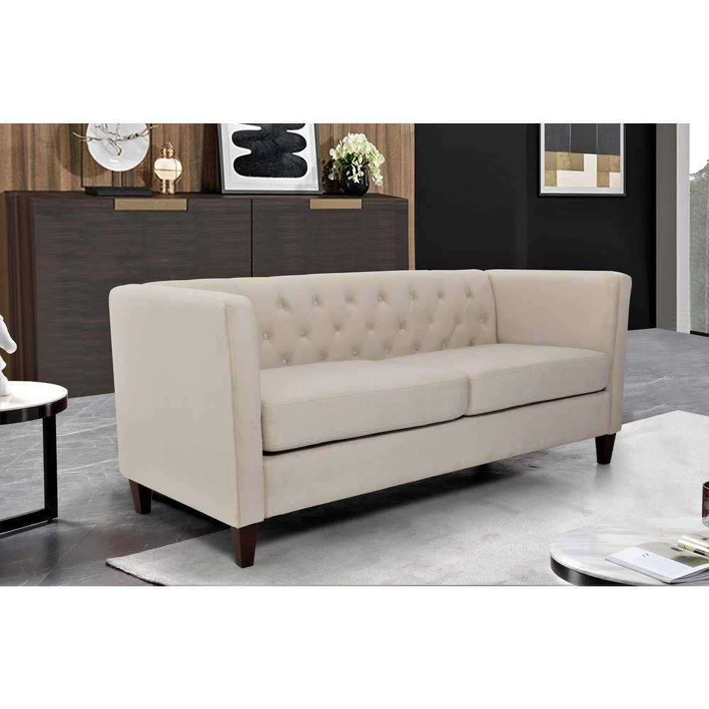 Leeanna 73.3''W Flared Arm Velvet Straight Sofa in Beige by US Pride Furniture 4 Leeanna 73.3''W Flared Arm Velvet Straight Sofa in Beige by US Pride Furniture - Image 2