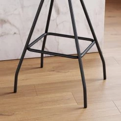 30 in. Dominique Light Gray Backless Metal Frame Kitchen Bar Stool with Fabric Saddle Seat by Nathan James -US Pride Furniture Shop light grey black nathan james bar stools 21702 44 1000