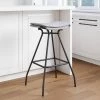 30 in. Dominique Light Gray Backless Metal Frame Kitchen Bar Stool with Fabric Saddle Seat by Nathan James -US Pride Furniture Shop light grey black nathan james bar stools 21702 64 1000