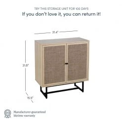 Kova Light Oak/Black Accent Cabinet Natural Cane Rattan Doors with Black Metal Base and Adjustable Shelf by Nathan James -US Pride Furniture Shop light oak black nathan james sideboards buffet tables 71301 4f 1000